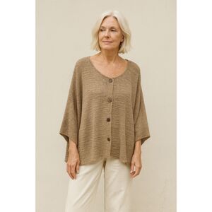 HARARI Beige Mesh Knit Cardigan Sweater Top   Women's One Size